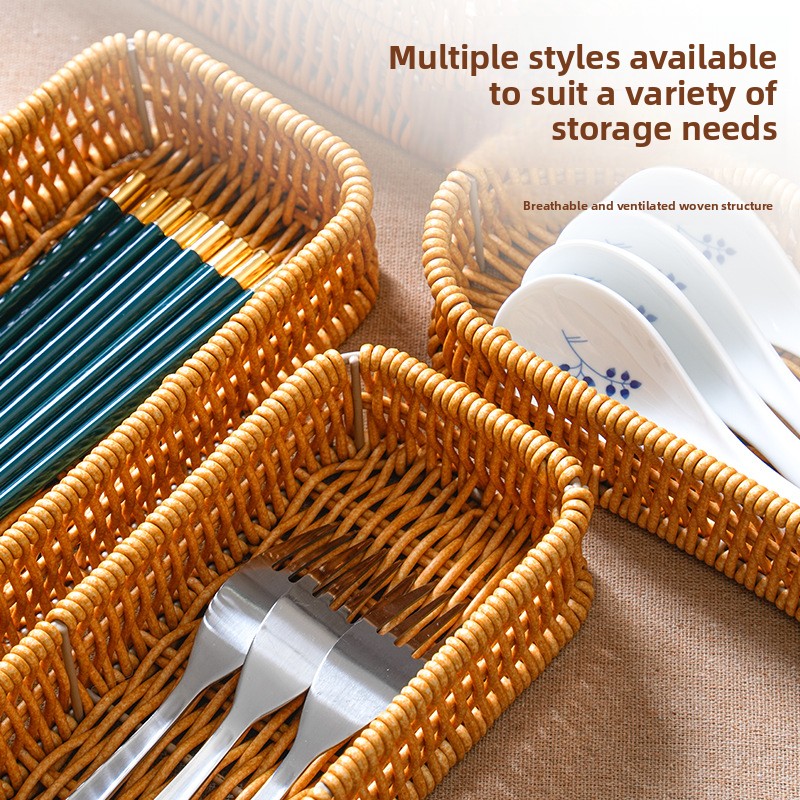 Commercial Kitchen Knife Storage - 모조 라탄 나이프와 포크 야채 서양식