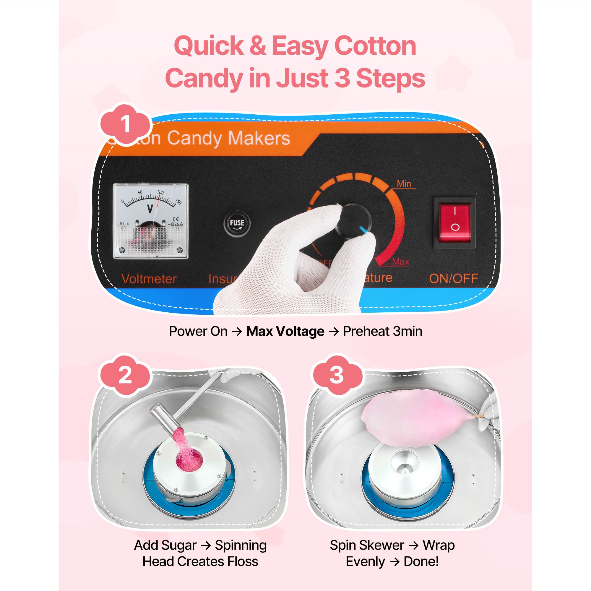 전기 솜사탕 기계, 1000W 전기 솜사탕 제조기(덮개 - Candy Floss Machine Commercial 리뷰 및 가격